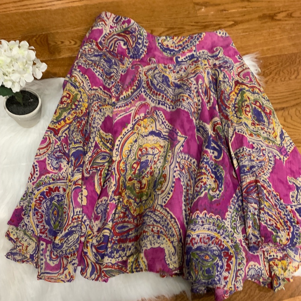 Lauren Ralph Lauren Pink Paisley A-Line Skirt